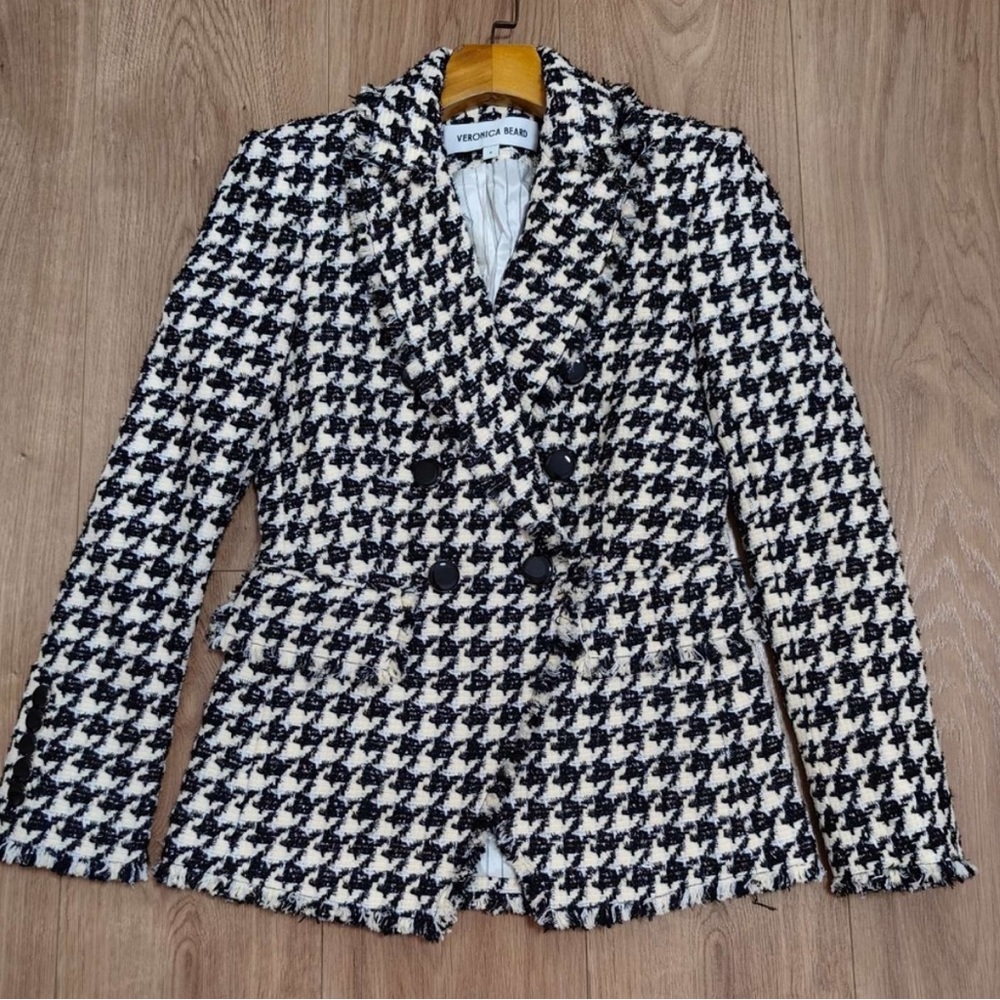 Veronica Beard Miller Houndstooth Dickey Jacket